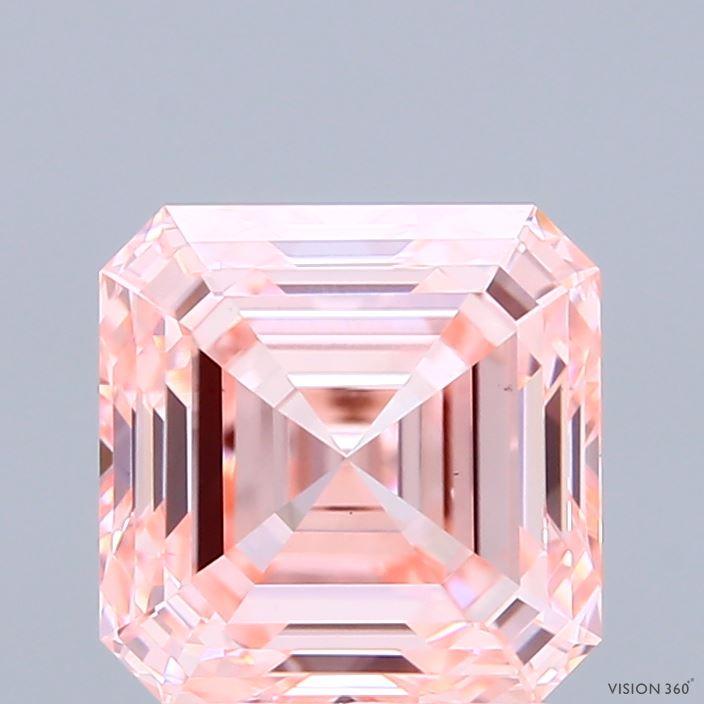 2.91 Ct. Fancy Intense Pink Asscher Lab Grown Diamond