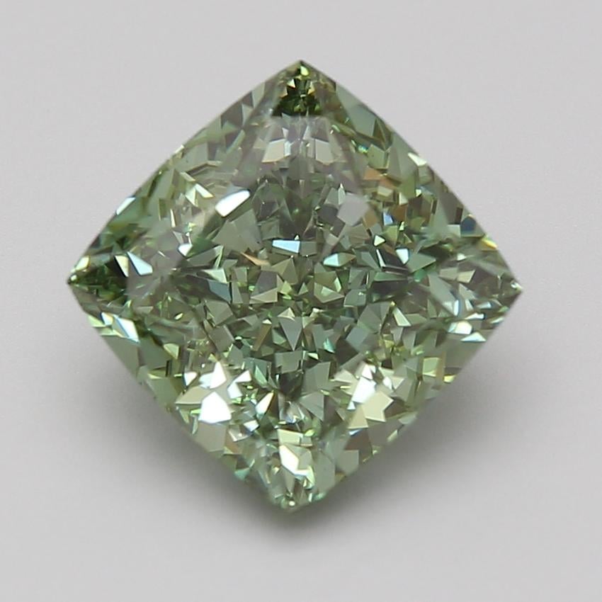 5.07 Ct. Fancy Vivid Green Cushion Lab Grown Diamond