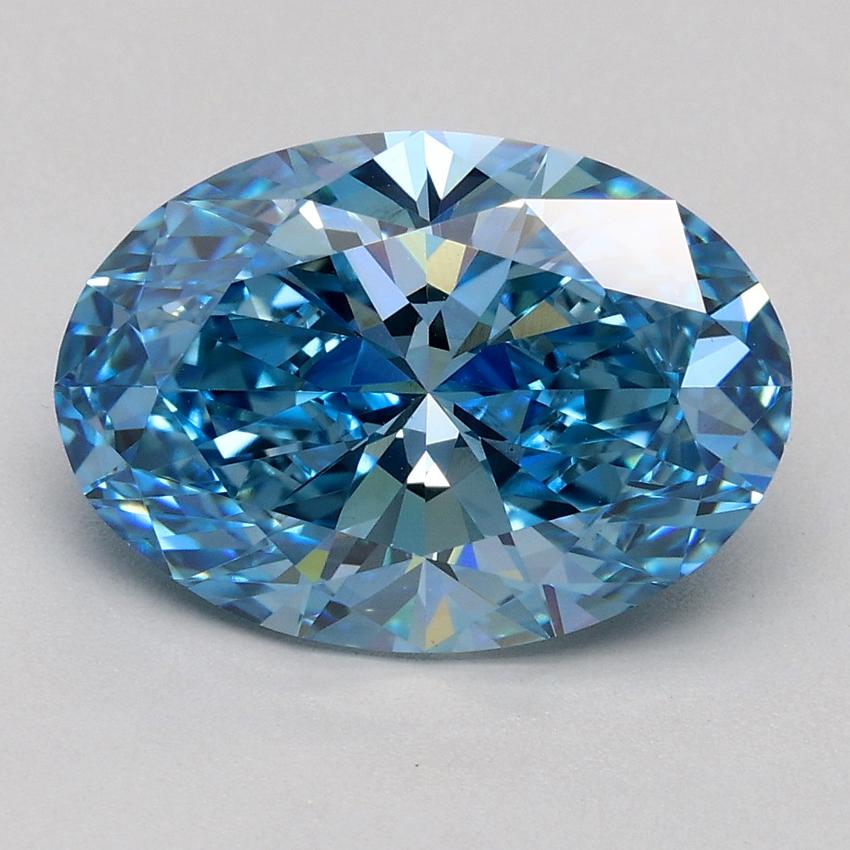 2.58 Ct. Fancy Vivid Blue Oval Lab Grown Diamond