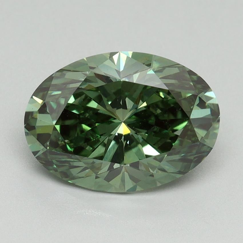 3.01 Ct. Fancy Vivid Pacific Green Oval Lab Grown Diamond