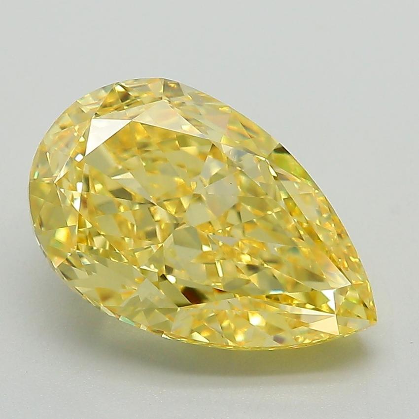 4.15 Ct. Fancy Vivid Yellow Pear Lab Grown Diamond