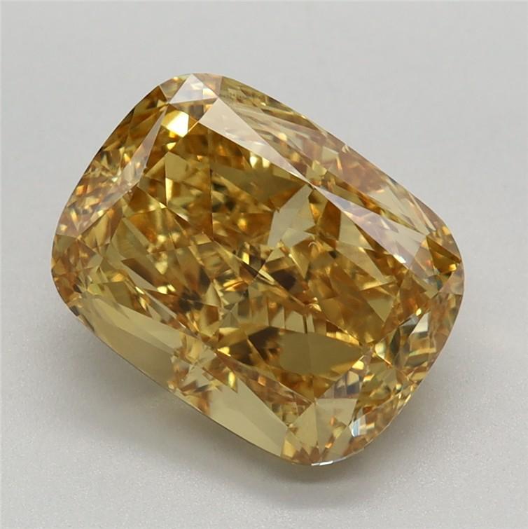 3.01 Ct. Fancy Vivid Yellow Cushion Lab Grown Diamond