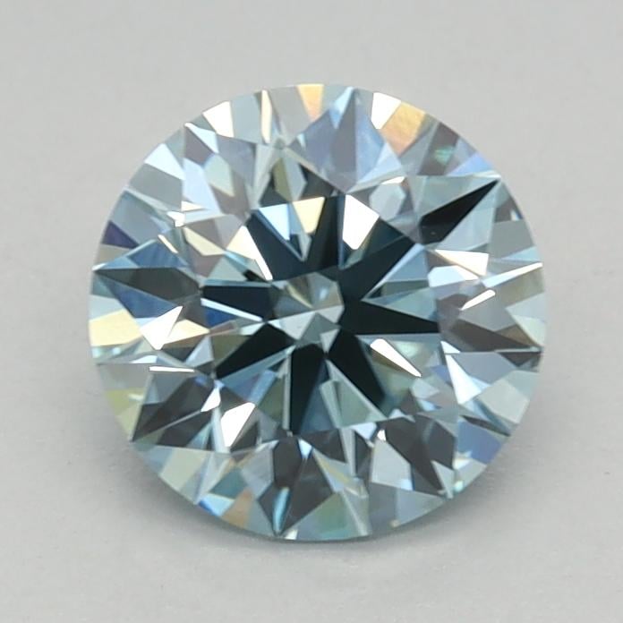 0.82 Ct. Fancy Intense Greenish Blue Round Lab Grown Diamond