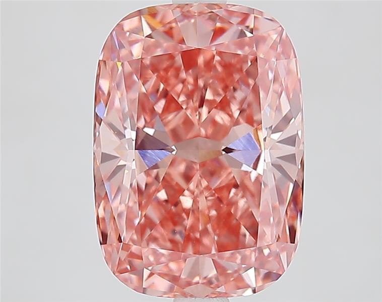 4.10 Ct. Fancy Vivid Brownish Pink Cushion Lab Grown Diamond