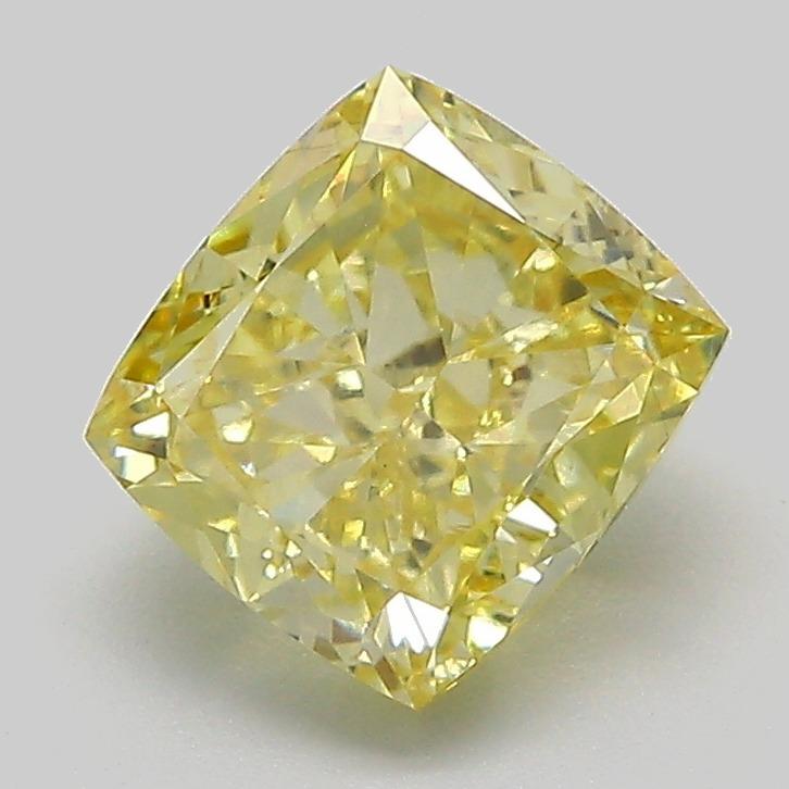 2.07 Ct. Fancy Intense  Yellow Cushion Lab Grown Diamond