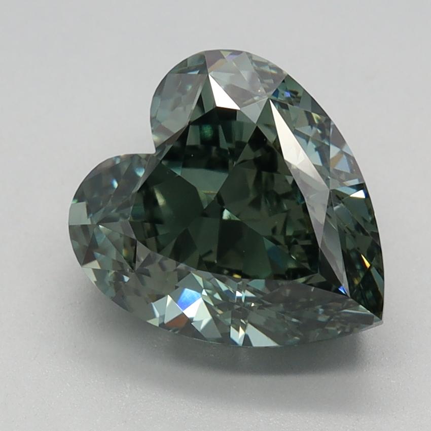 2.83 Ct. Fancy Vivid  Green Heart Lab Grown Diamond