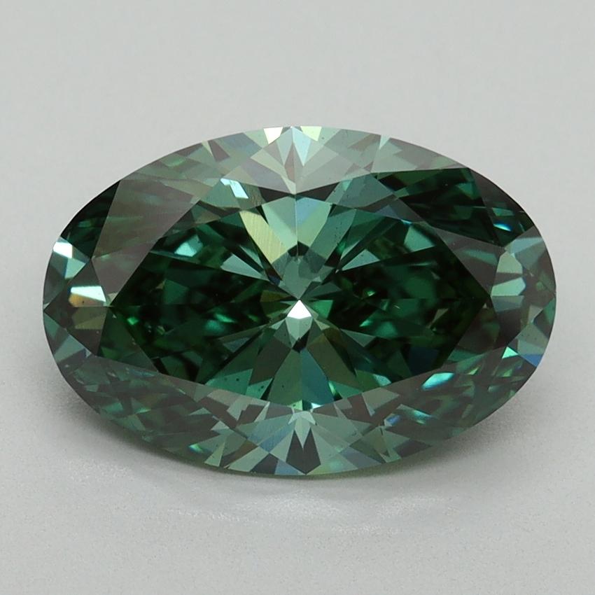 3.16 Ct. Fancy Vivid Green Oval Lab Grown Diamond