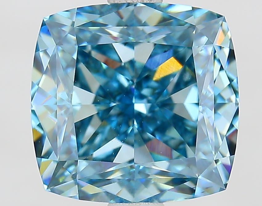 3.32 Ct. Fancy Vivid Blue Cushion Lab Grown Diamond