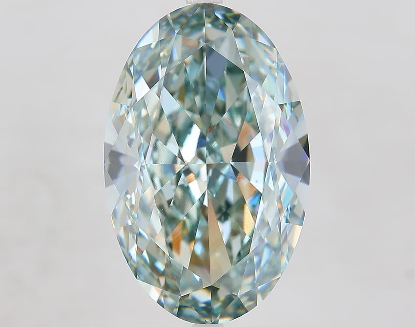 13.56 Ct. Fancy Bluish Green Oval Lab Grown Diamond