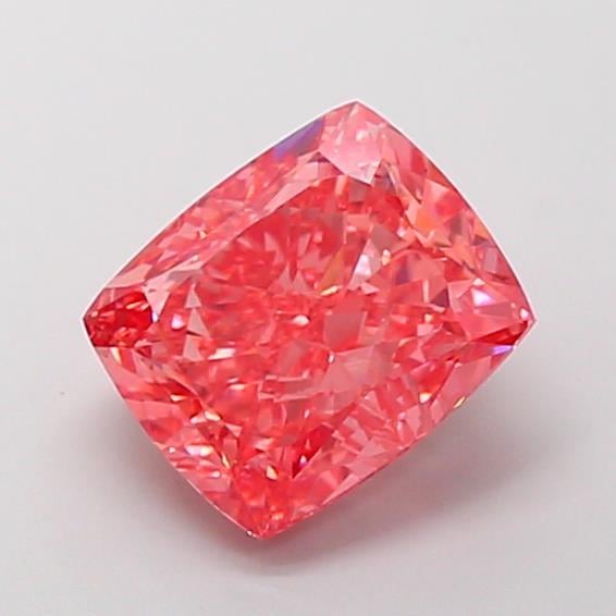 4.07 Ct. Fancy Vivid  Pink Cushion Lab Grown Diamond