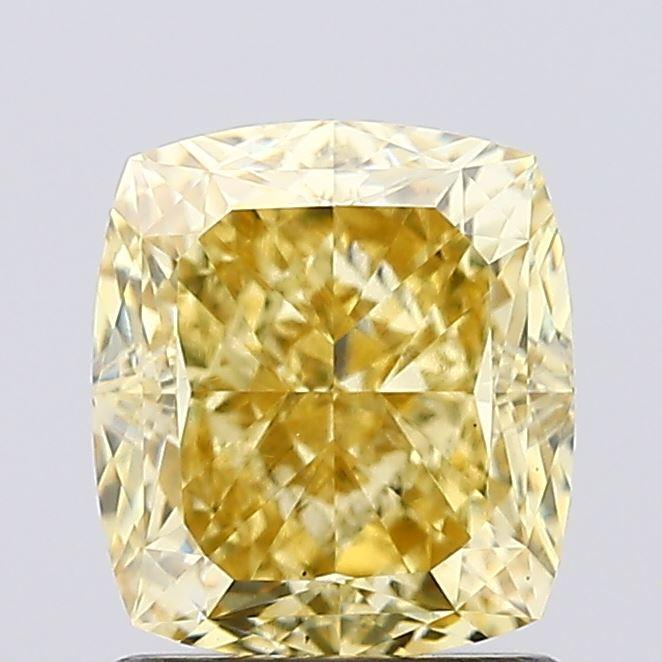 1.63 Ct. Fancy Vivid  Yellow Cushion Lab Grown Diamond