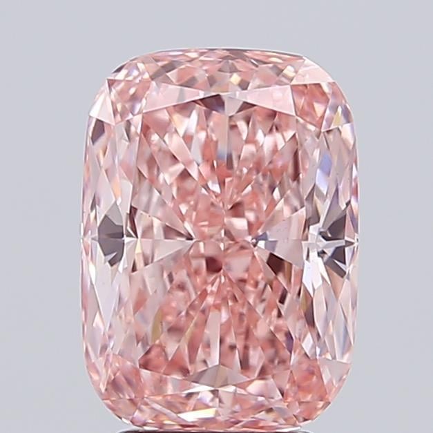 3.57 Ct. Fancy Vivid  Pink Cushion Lab Grown Diamond