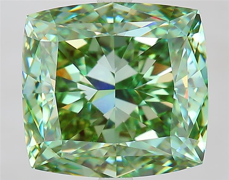 7.85 Ct. Fancy Vivid  Green Cushion Lab Grown Diamond