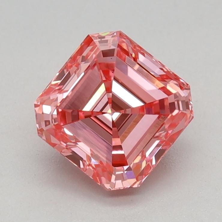 0.83 Ct. Fancy Vivid Pink Asscher Lab Grown Diamond