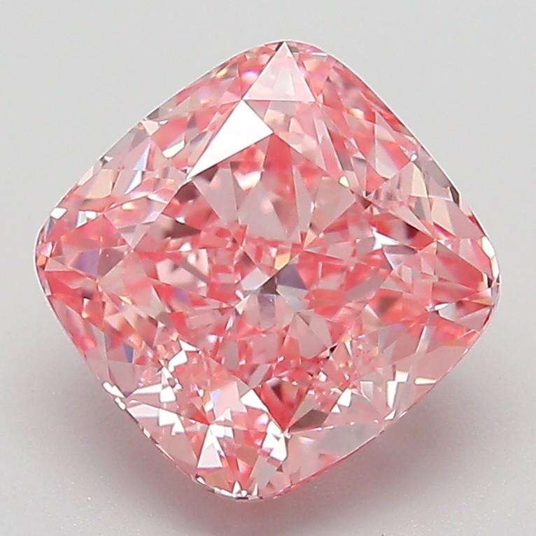 3.03 Ct. Fancy Vivid Pink Cushion Lab Grown Diamond