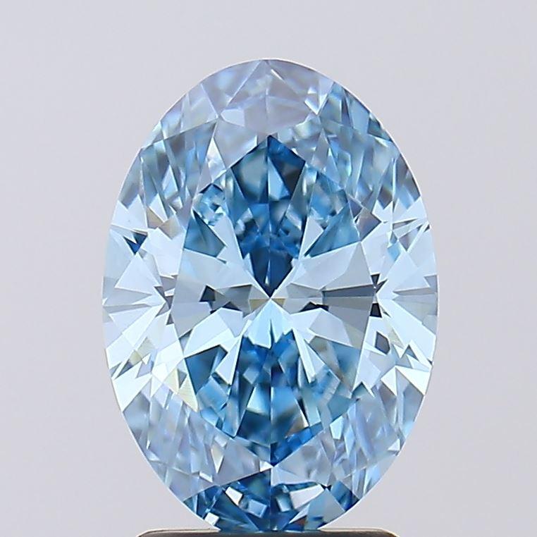 2.45 Ct. Fancy Vivid Blue Oval Lab Grown Diamond