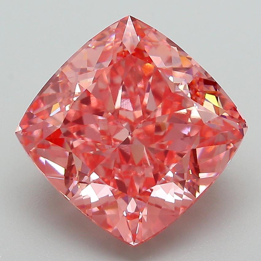 7.37 Ct. Fancy Vivid Pink Cushion Lab Grown Diamond