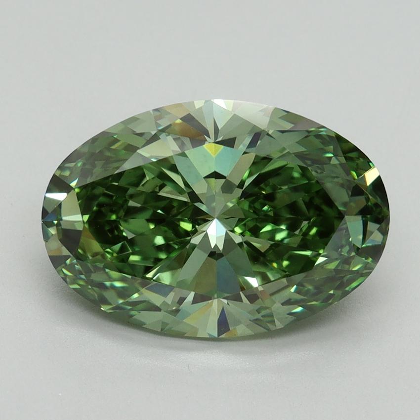 4.07 Ct. Fancy Vivid Green Oval Lab Grown Diamond
