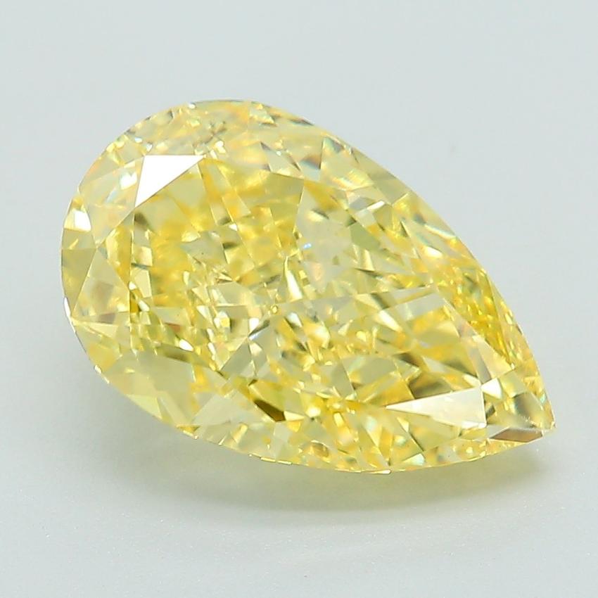 4.08 Ct. Fancy Vivid Yellow Pear Lab Grown Diamond