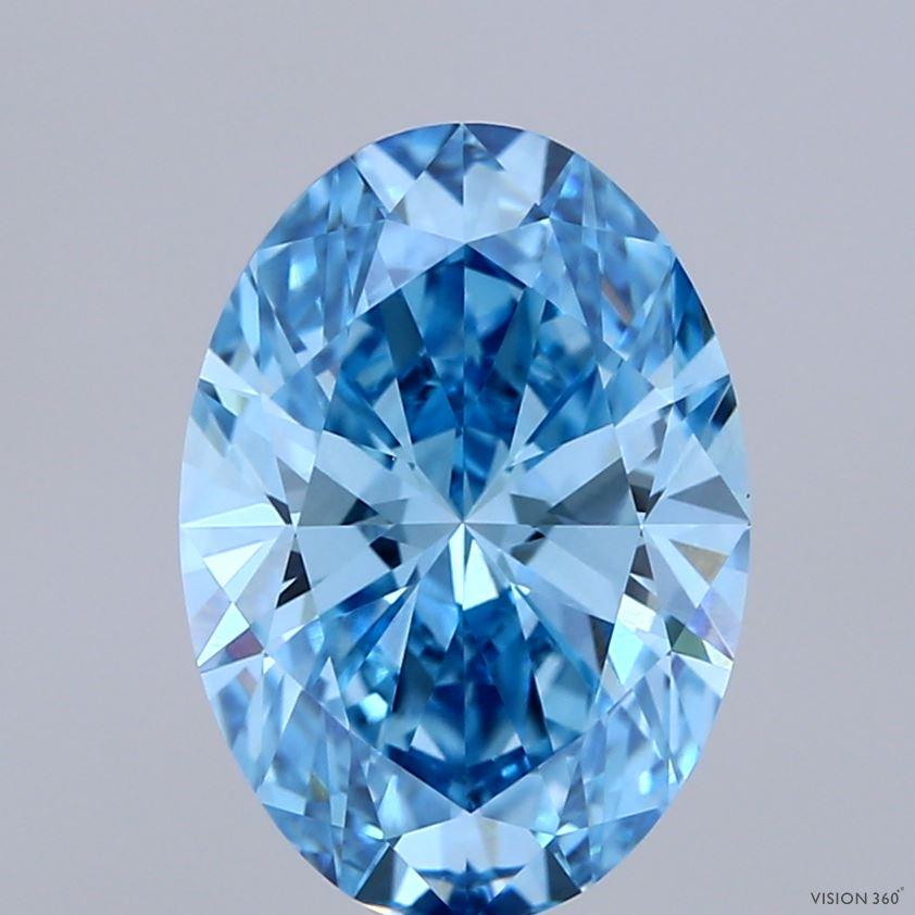 3.03 Ct. Fancy Vivid Blue Oval Lab Grown Diamond