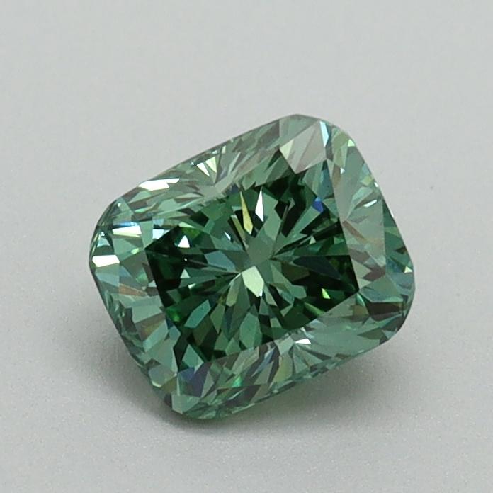 0.81 Ct. Fancy Vivid Green Cushion Lab Grown Diamond