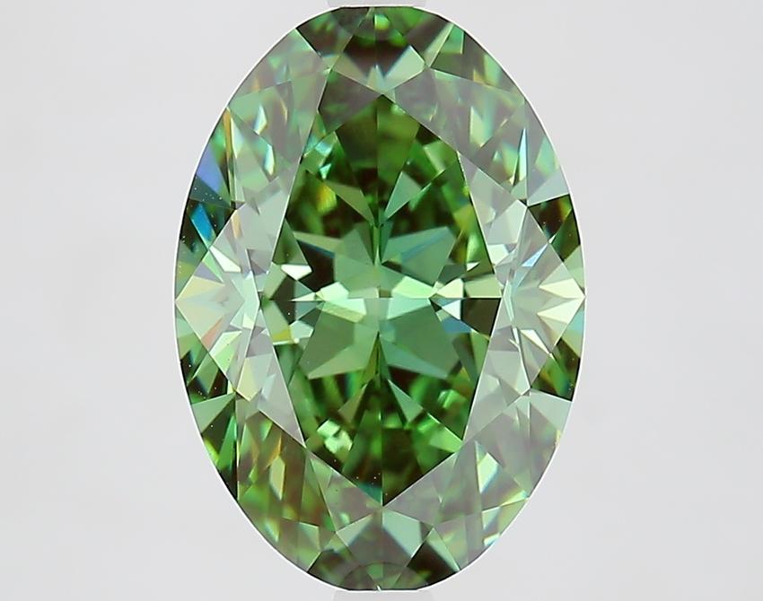 4.10 Ct. Fancy Vivid Green Oval Lab Grown Diamond