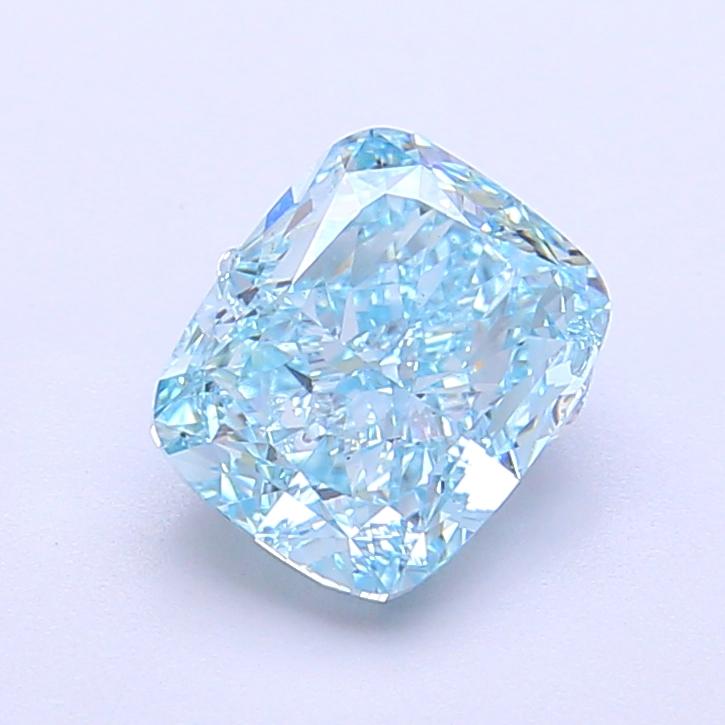 1.83 Ct. Fancy Vivid Greenish Blue Cushion Lab Grown Diamond