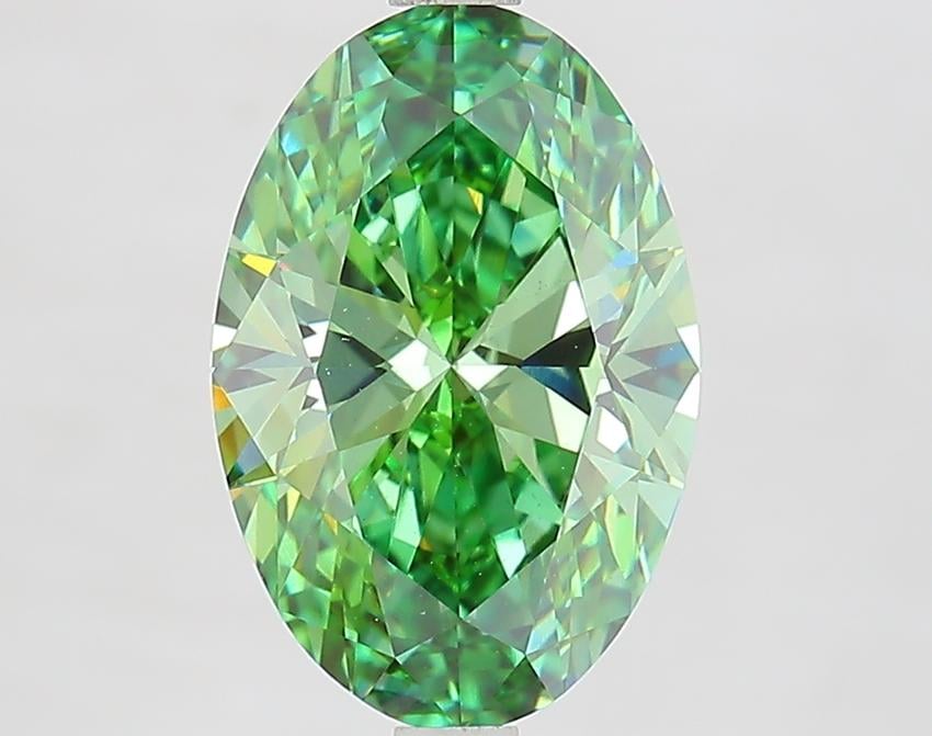 3.10 Ct. Fancy Vivid Green Oval Lab Grown Diamond