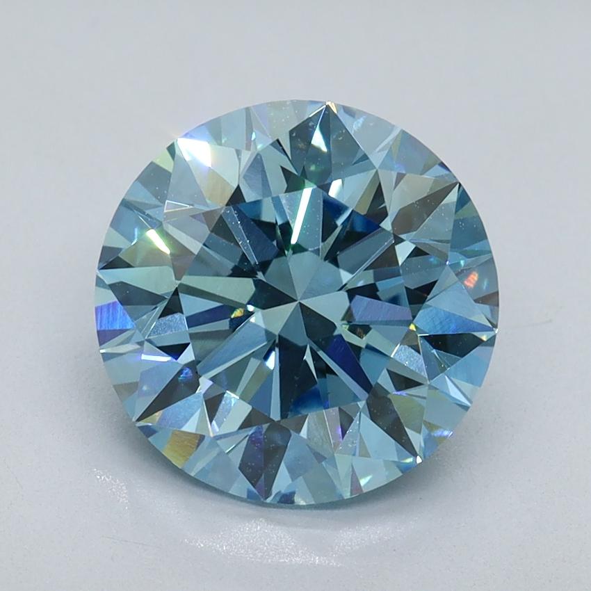 3.14 Ct. Fancy Vivid Blue Round Lab Grown Diamond
