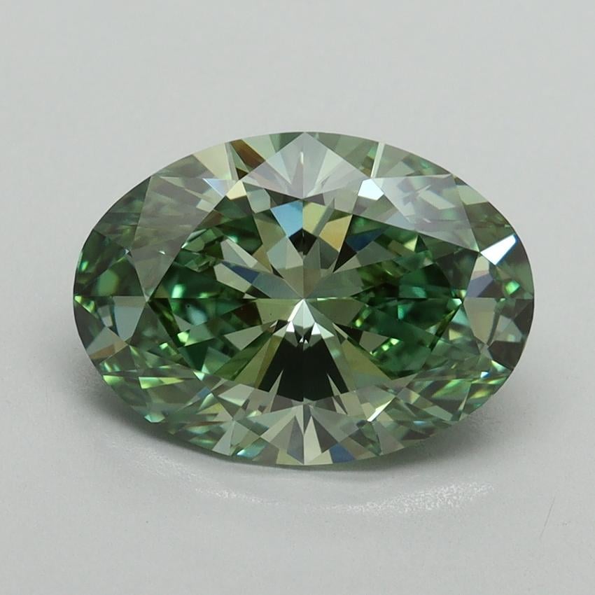 2.84 Ct. Fancy Vivid Green Oval Lab Grown Diamond