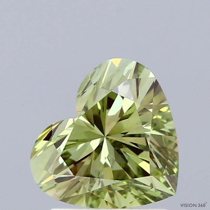 1.57 Ct. Fancy Vivid  Green Heart Lab Grown Diamond