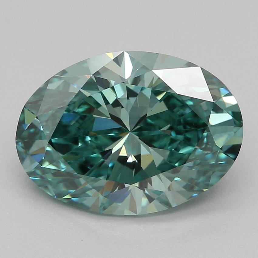 2.02 Ct. Fancy Vivid Green Oval Lab Grown Diamond