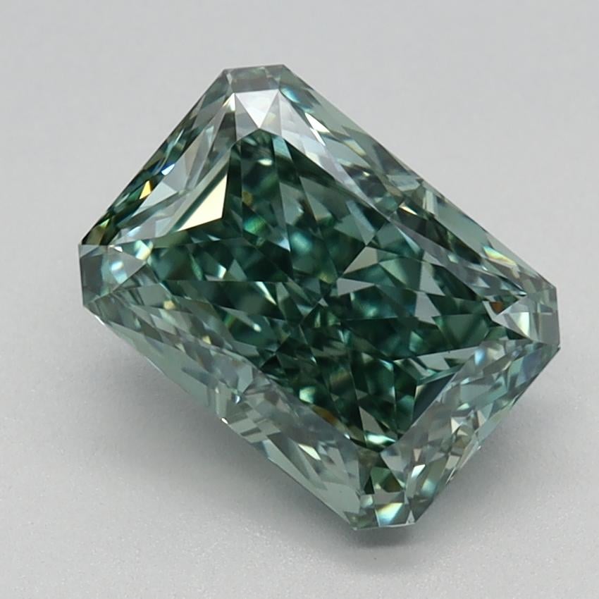 1.72 Ct. Fancy Vivid Bluish Green Radiant Lab Grown Diamond