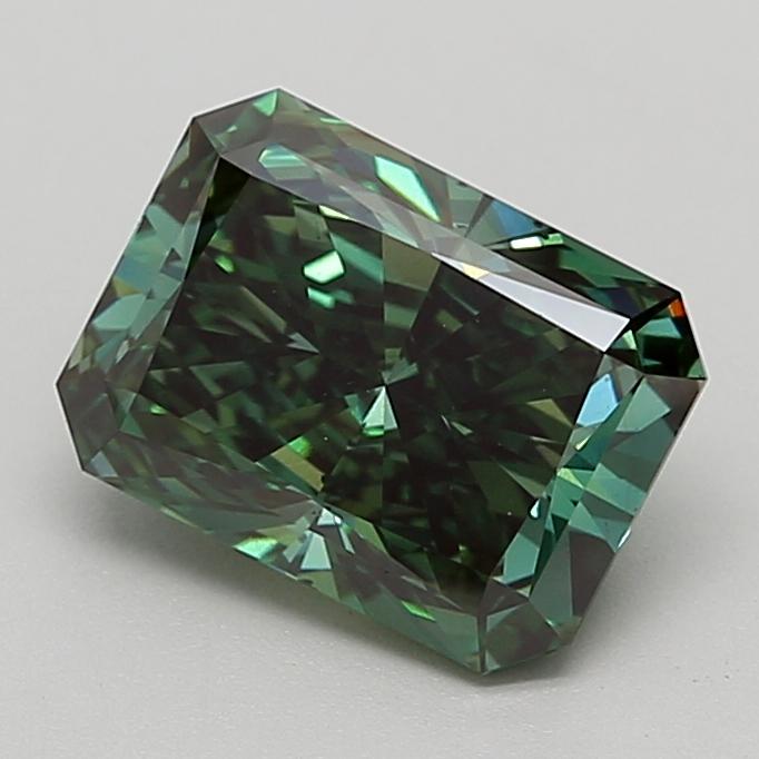 3.00 Ct. Fancy Vivid  Green Radiant Lab Grown Diamond