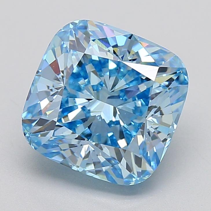 5.09 Ct. Fancy Vivid  Blue Cushion Lab Grown Diamond