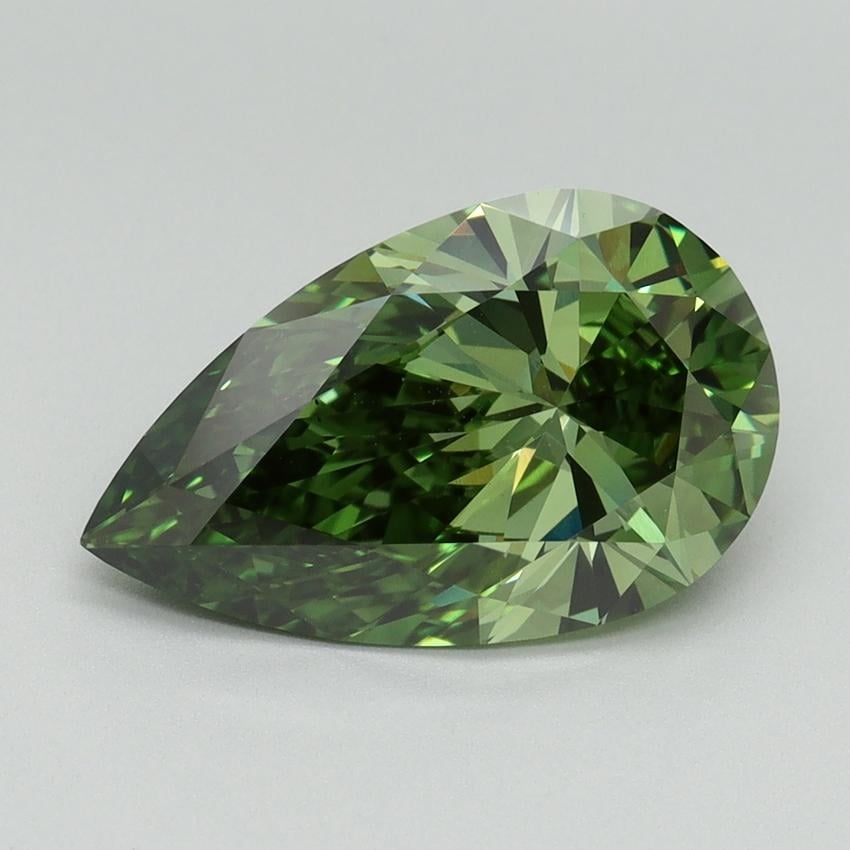 3.06 Ct. Fancy Vivid Green Pear Lab Grown Diamond