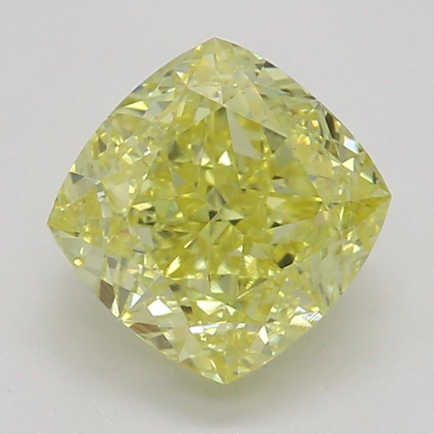 0.81 Ct. Fancy Intense Yellow Cushion Diamond