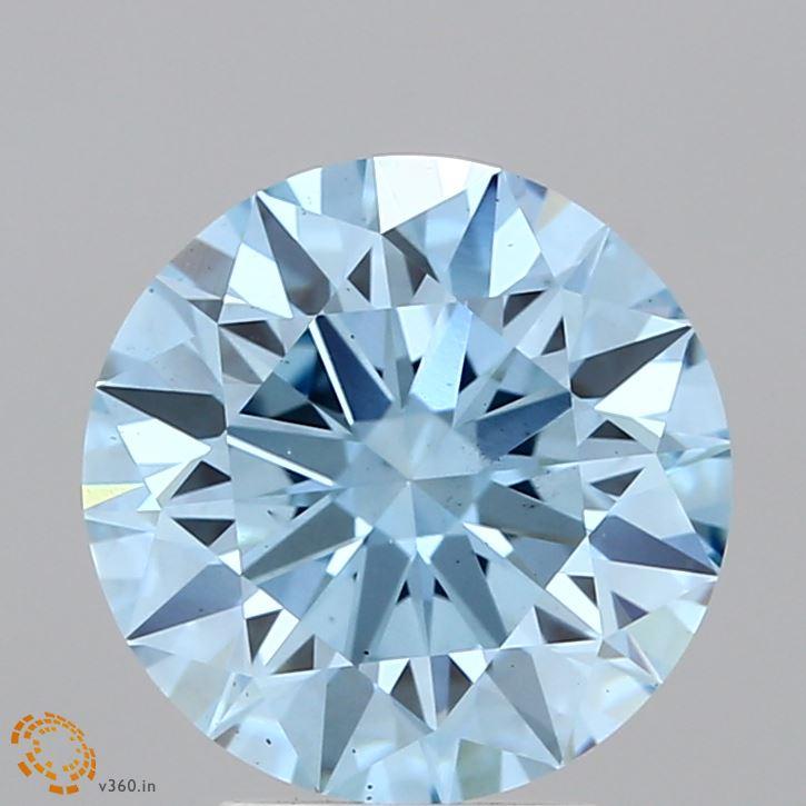 2.91 Ct. Fancy Vivid Blue Round Lab Grown Diamond