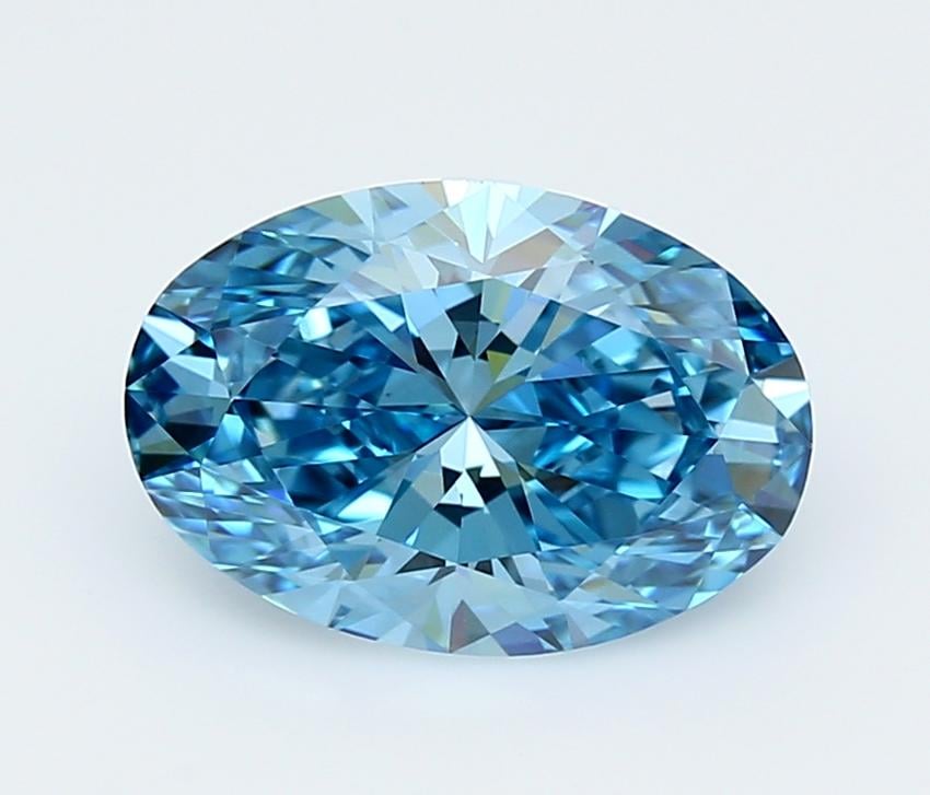 3.02 Ct. Fancy Vivid  Blue Oval Lab Grown Diamond