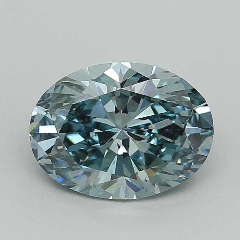 2.09 Ct. Fancy Vivid Bluish Green Oval Lab Grown Diamond
