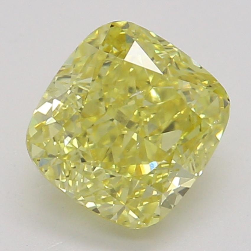 0.71 Ct. Fancy Vivid Yellow Cushion Diamond