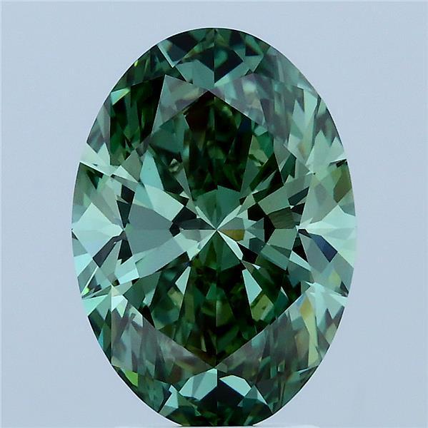 3.08 Ct. Fancy Vivid Green Oval Lab Grown Diamond