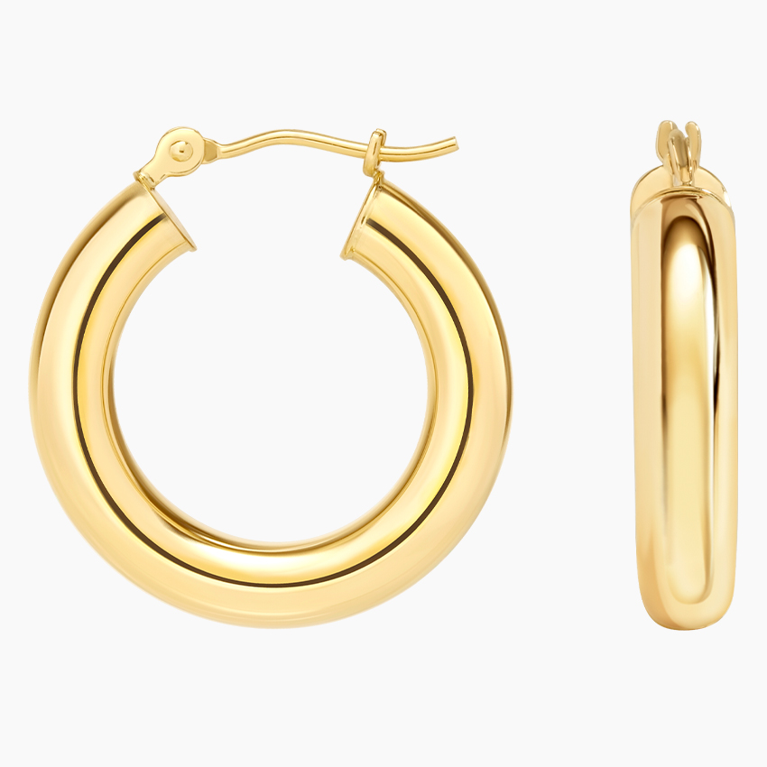 14K Yellow Gold 4mm Small Perfect Hoop Earrings