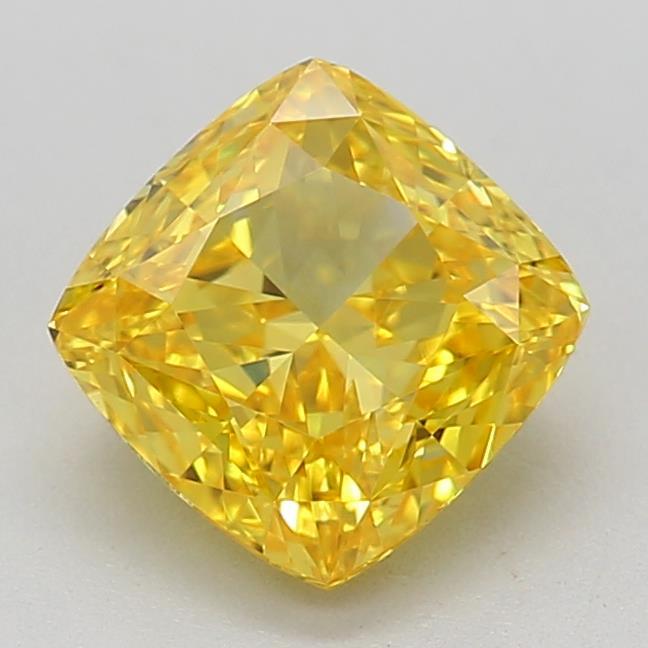 0.93 Ct. Fancy Vivid Yellow Cushion Lab Grown Diamond