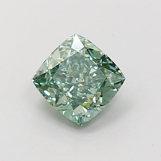 1.23 Ct. Fancy Vivid Green Cushion Lab Grown Diamond