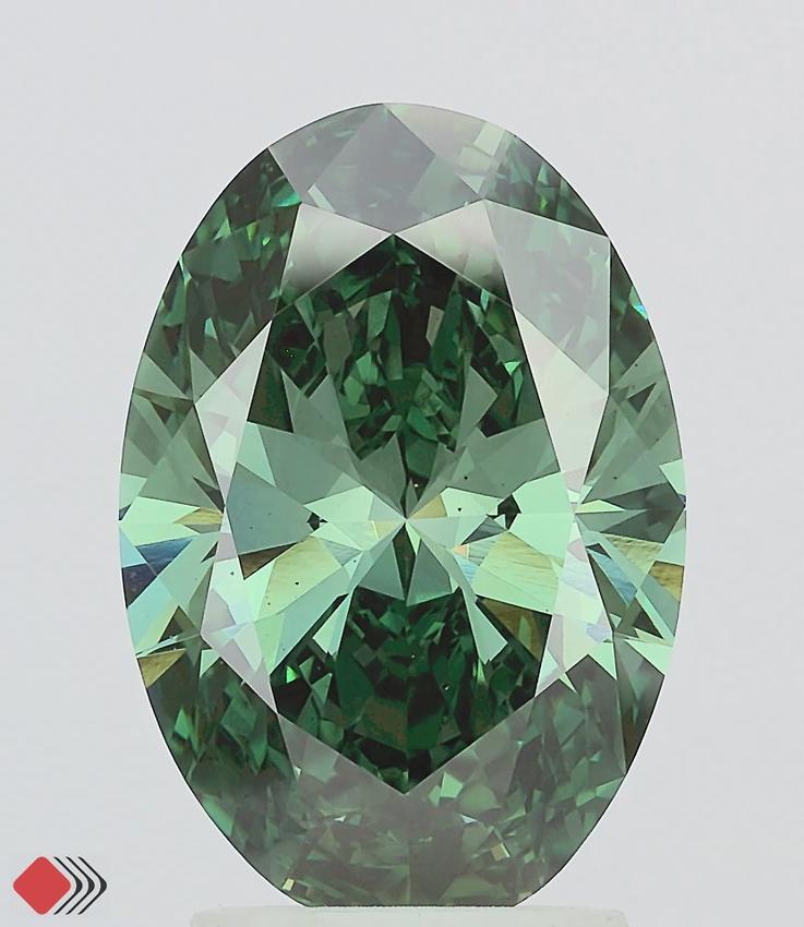 2.92 Ct. Fancy Vivid Green Oval Lab Grown Diamond