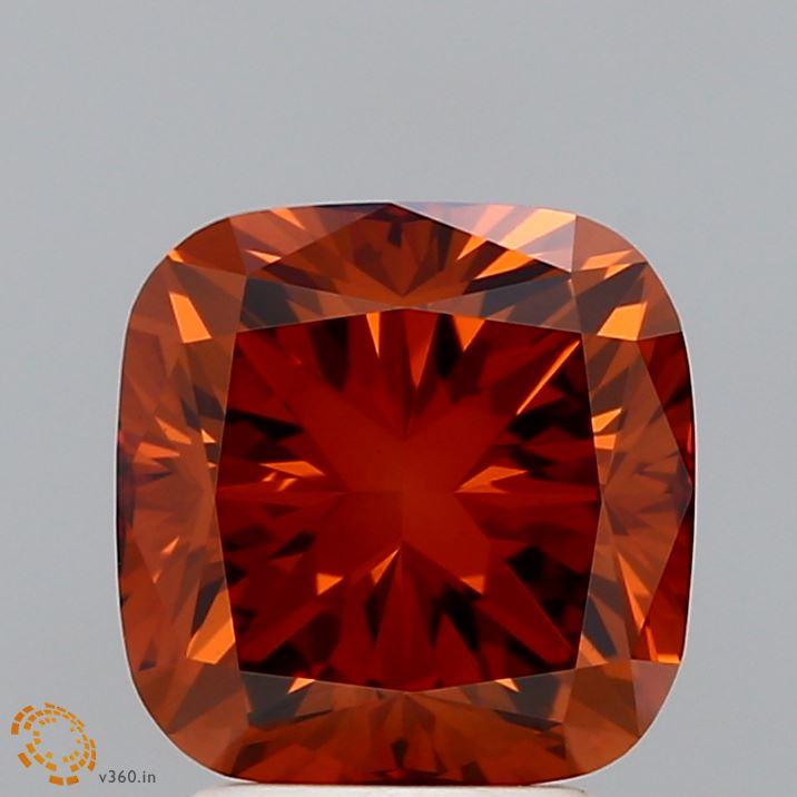 3.04 Ct. Fancy Vivid Orange Cushion Lab Grown Diamond
