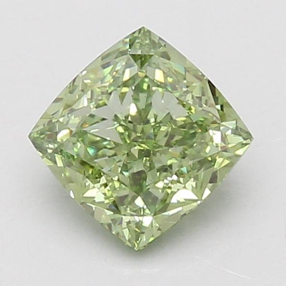 1.58 Ct. Fancy Vivid Green Cushion Lab Grown Diamond
