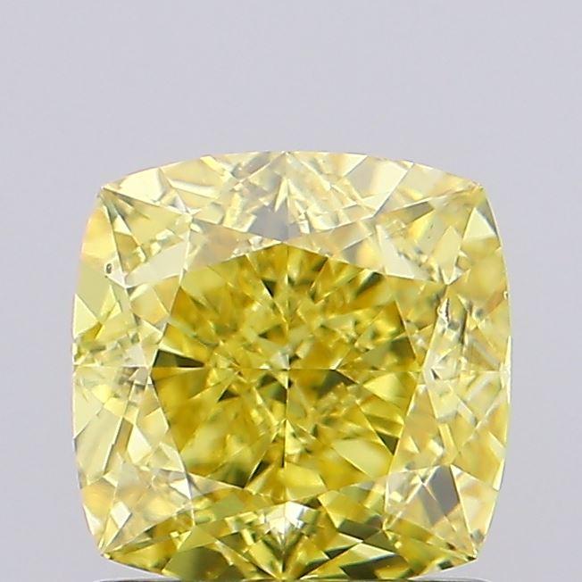 1.25 Ct. Fancy Vivid Yellow Cushion Lab Grown Diamond