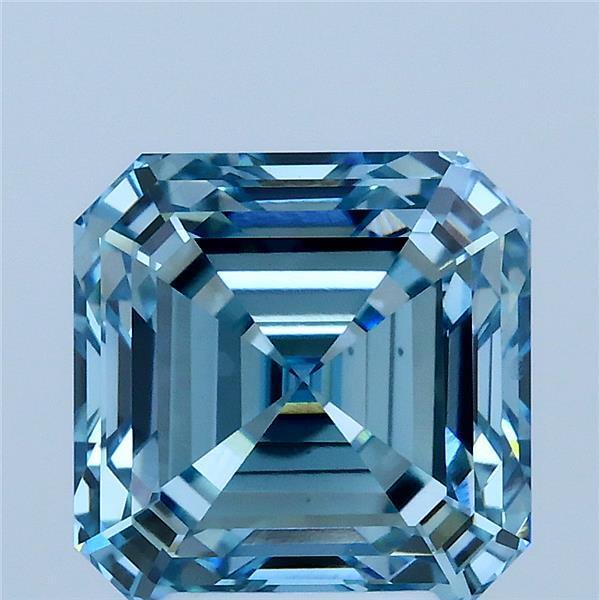 4.05 Ct. Fancy Vivid Blue Asscher Lab Grown Diamond